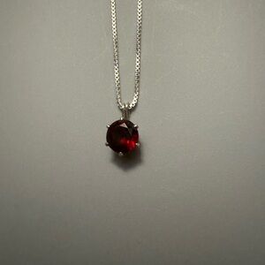 Antique sterling silver garnet in a sterling silver set and a 18 inch box chain
